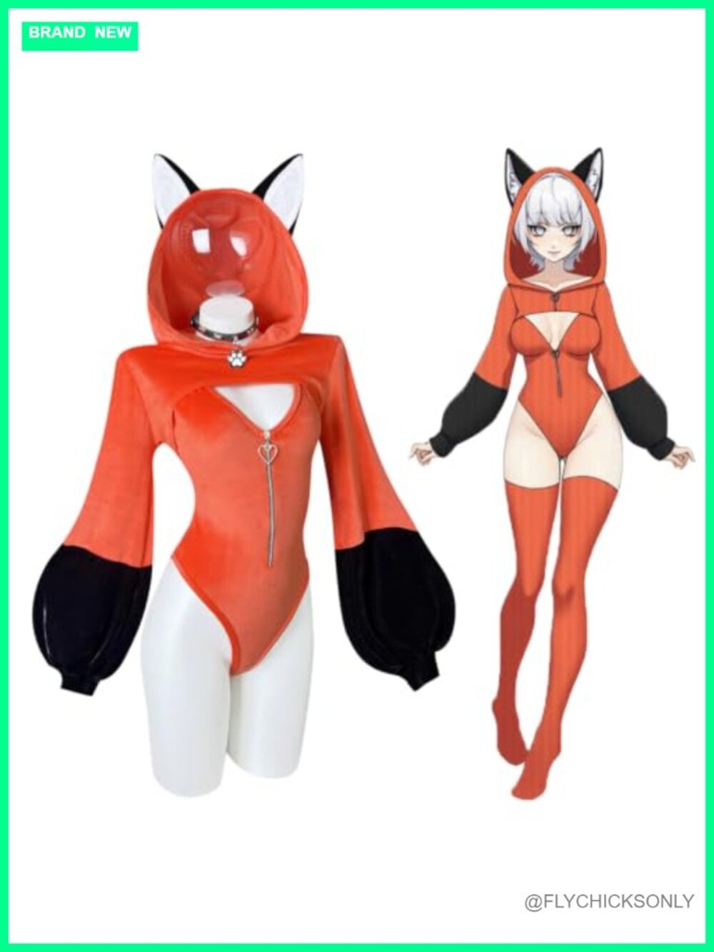Fox Cosplay Lingerie Bodysuit Sexy Anime Costume with Ears